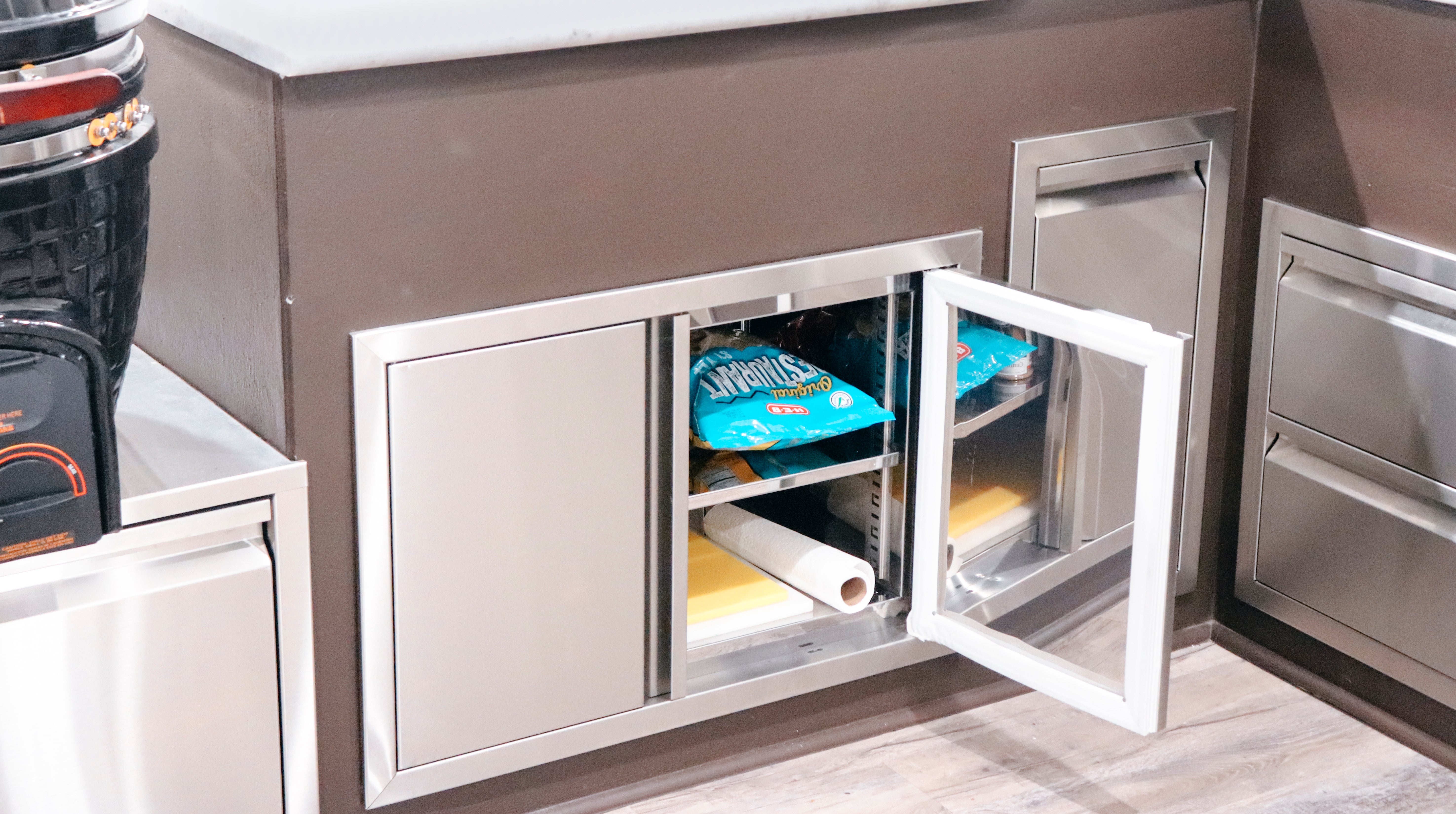 Image of Outdoor Kitchen Storage Solutions: Dry Pantry vs. Access Doors and Drawers