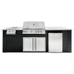 Image of 8ft Outdoor Kitchen - Black Cabinet w/ White Granite Countertop