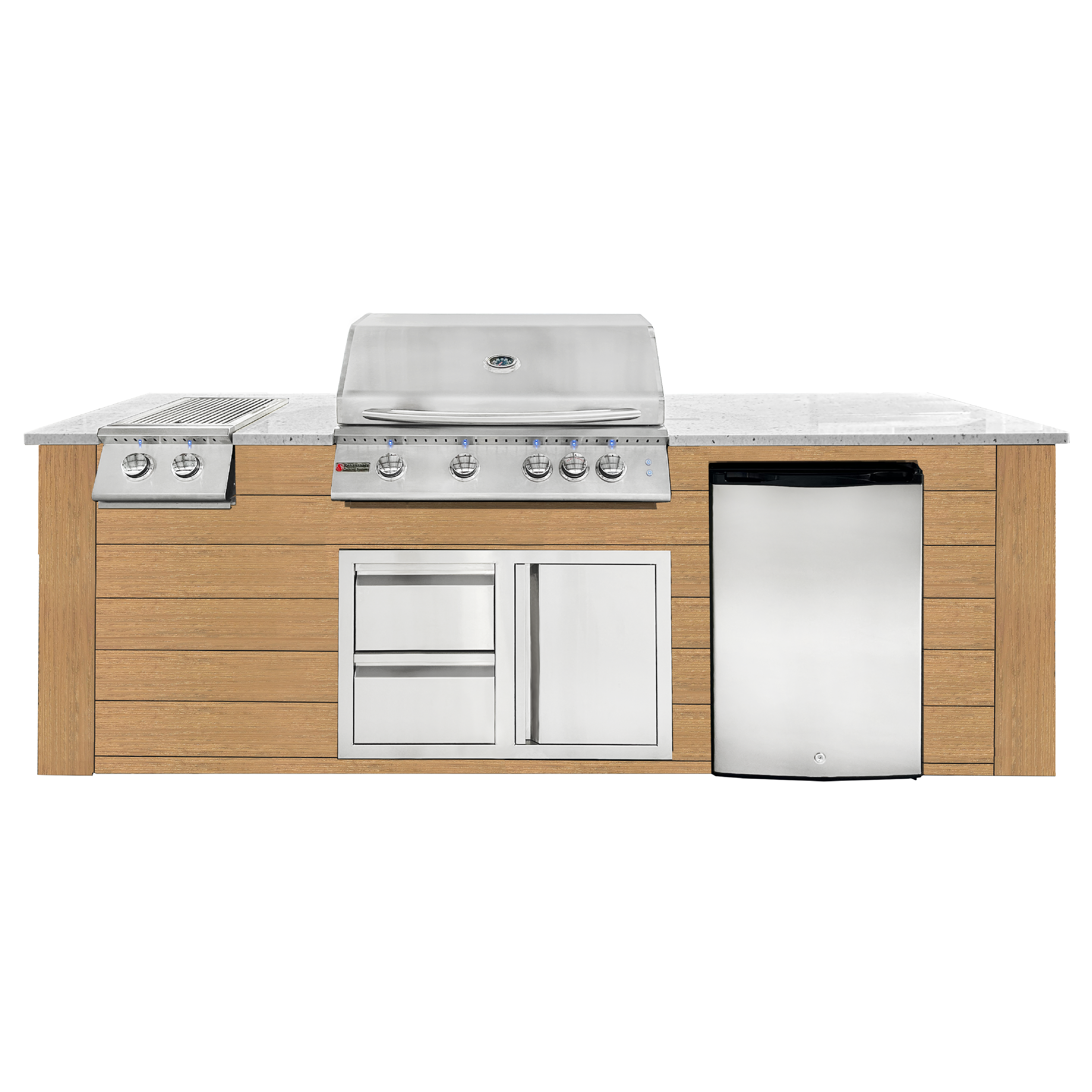 Image of 8ft Outdoor Kitchen - Cedar Cabinet w/ White Granite Countertop