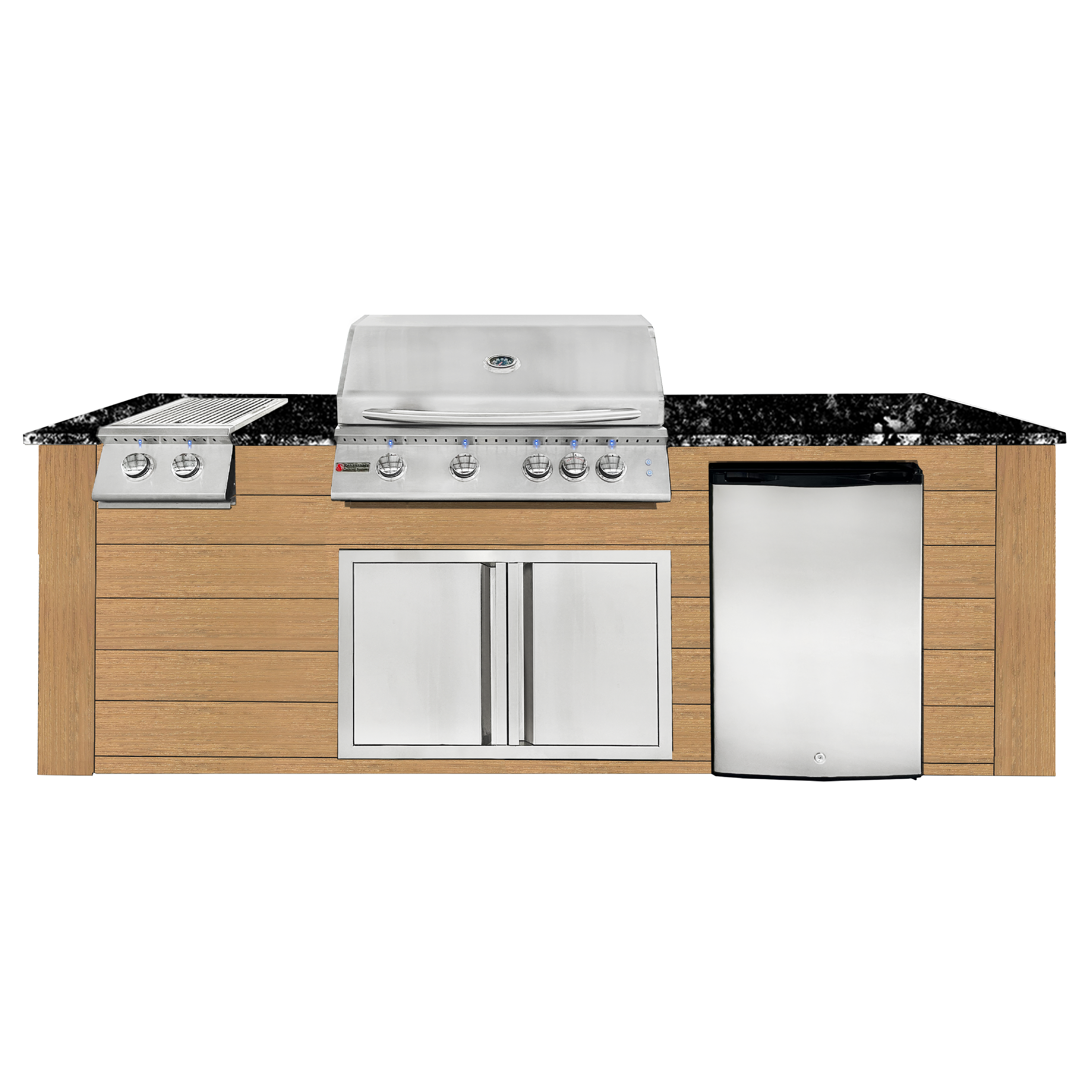 Image of 8ft Outdoor Kitchen - Cedar Cabinet w/ Black Granite Countertop