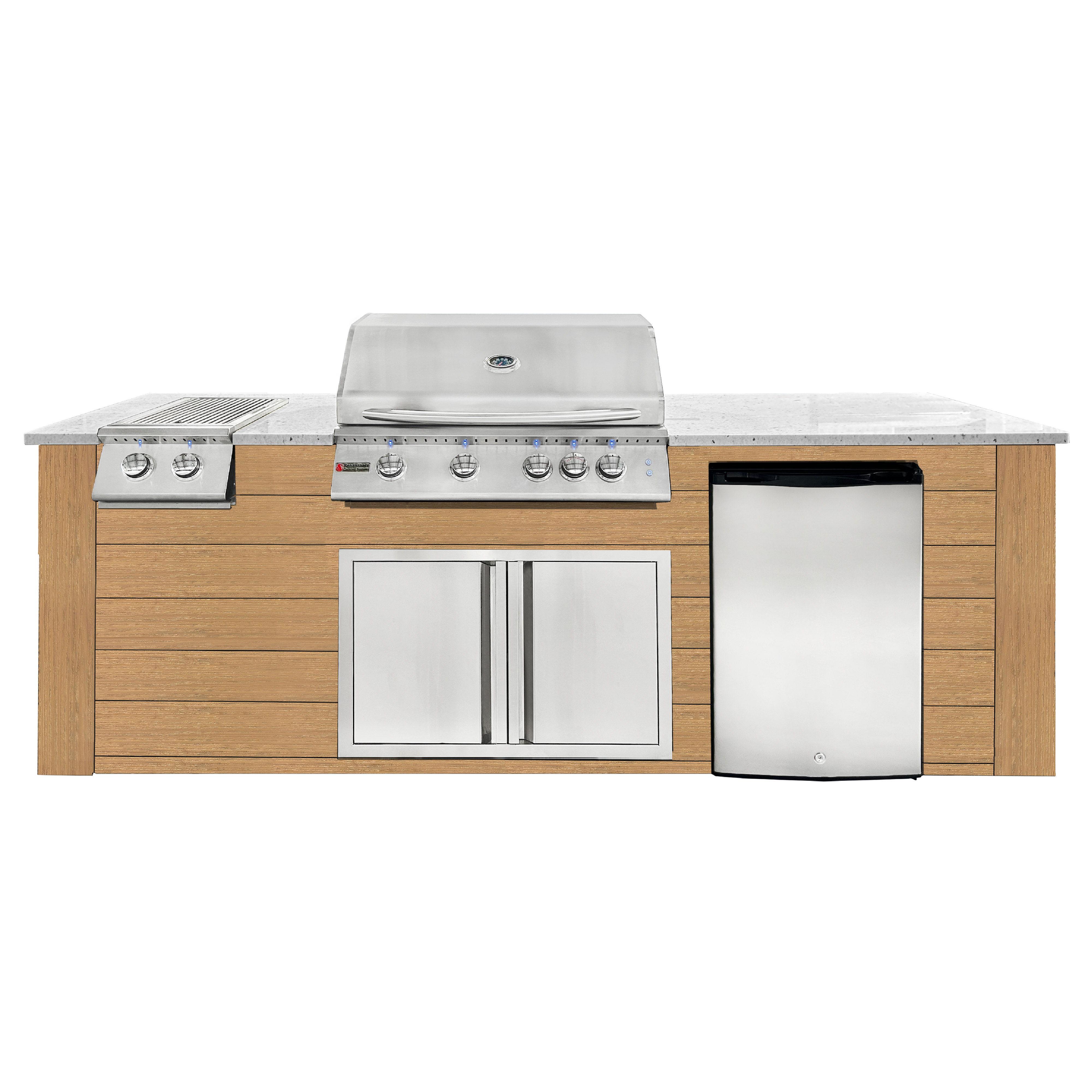 Image of 8ft Outdoor Kitchen - Cedar Cabinet w/ White Granite Countertop