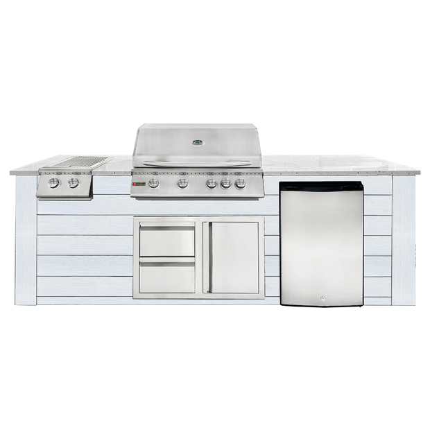 8ft Outdoor Kitchen - White Cabinet w/ White Granite Countertop