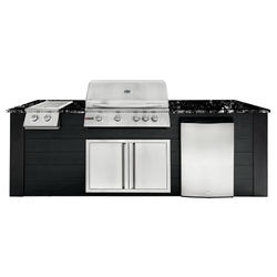 Image of 8ft Outdoor Kitchen - Black Cabinet w/ Black Granite Countertop