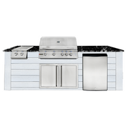 8ft Outdoor Kitchen - White Cabinet w/ Black Granite Countertop