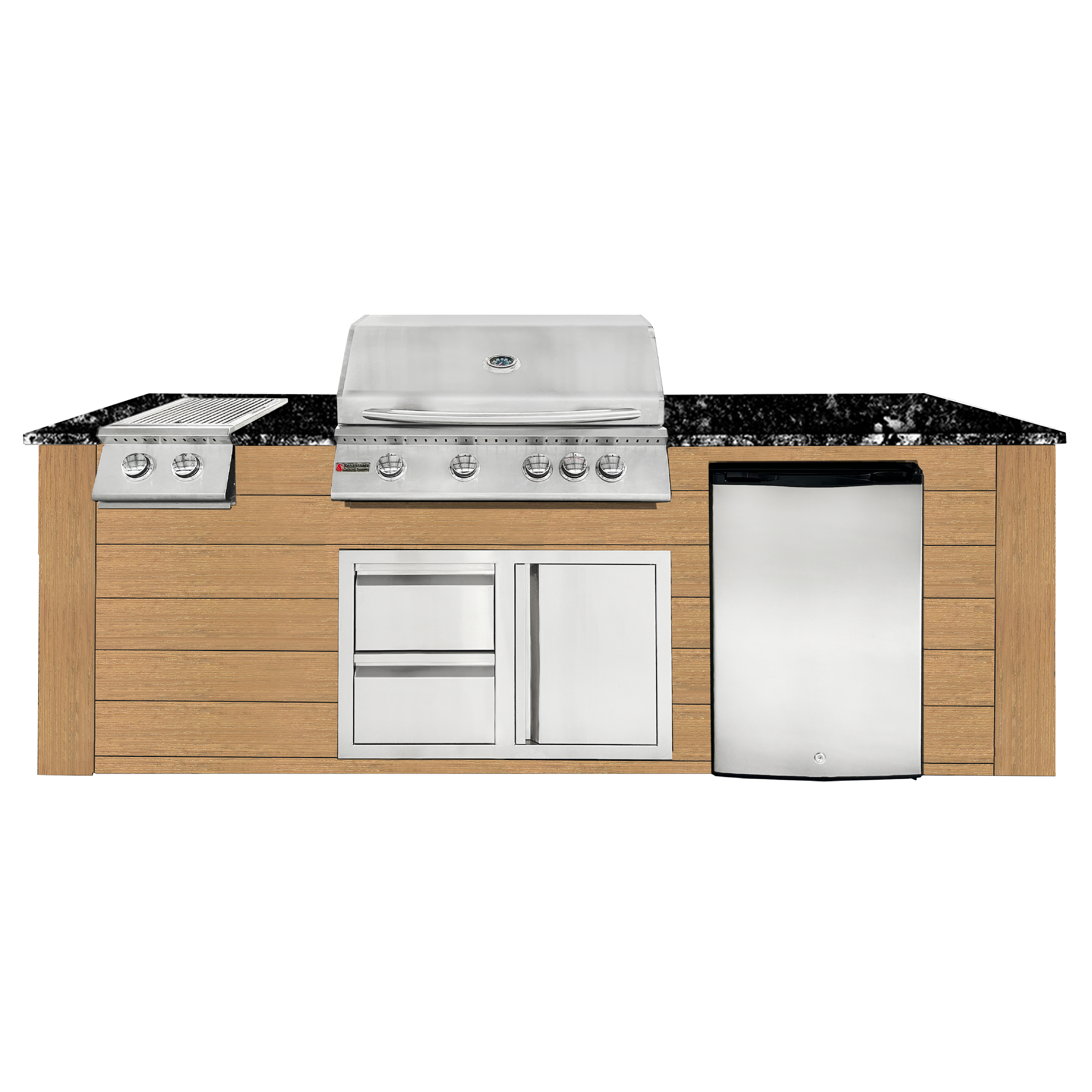 Image of 8ft Outdoor Kitchen - Cedar Cabinet w/ Black Granite Countertop