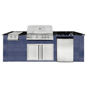 8ft Outdoor Kitchen - Blue Cabinet w/ Black Granite Countertop