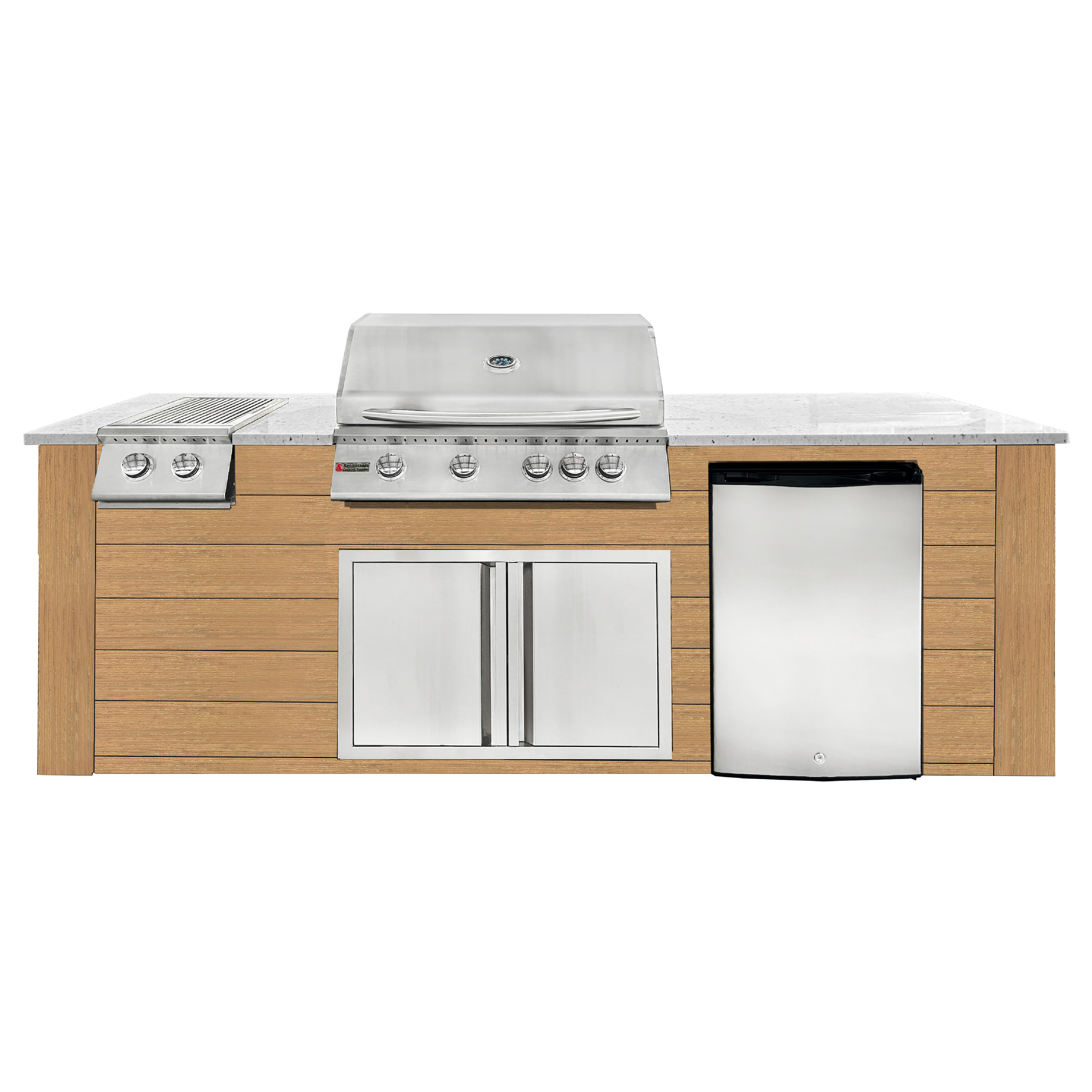 Image of 8ft Outdoor Kitchen - Cedar Cabinet w/ White Granite Countertop