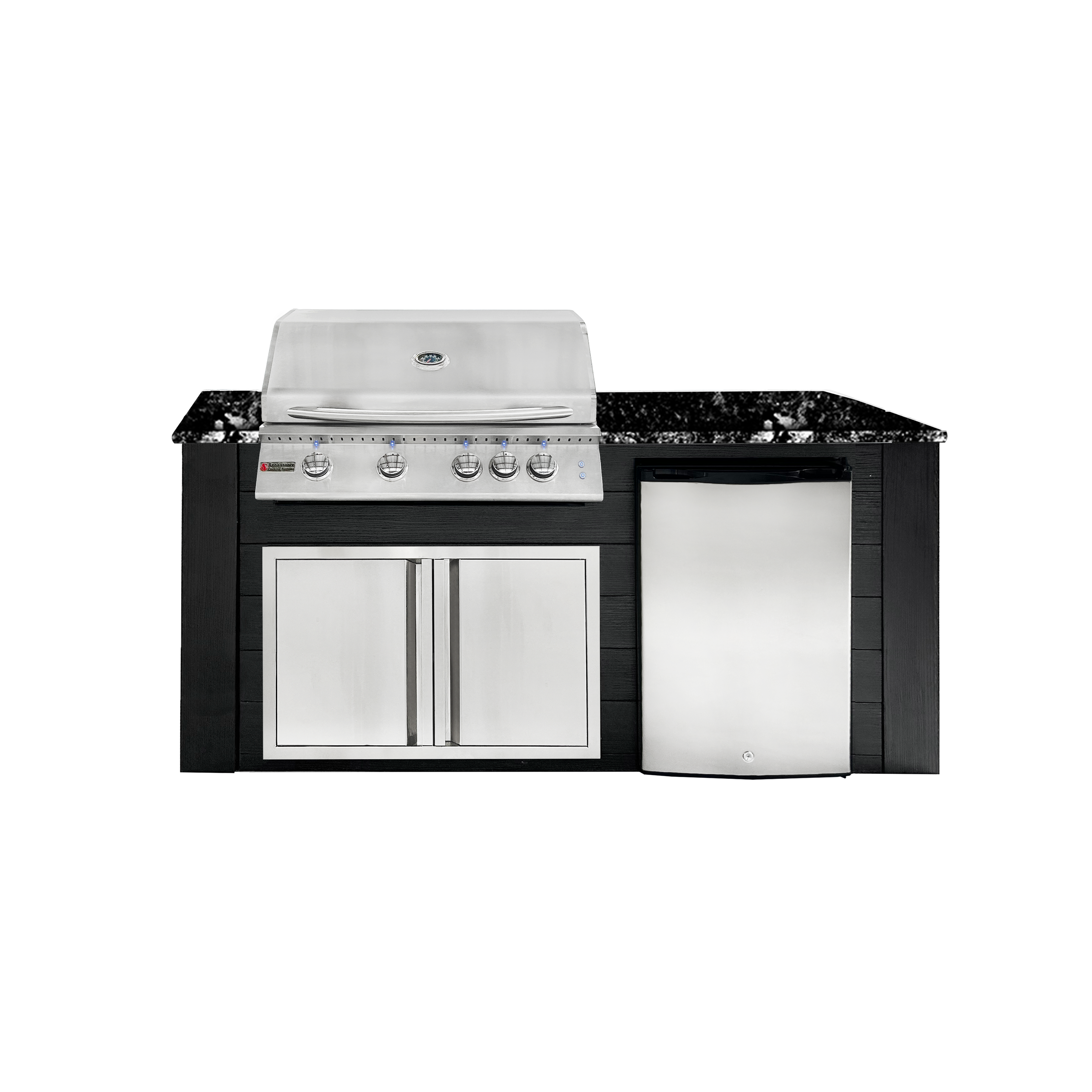 Image of 6ft Outdoor Kitchen - Black Cabinet w/ Black Granite Countertop