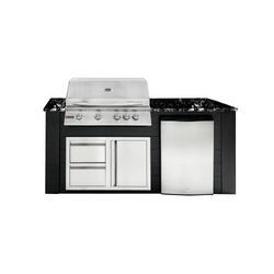 Image of 6ft Outdoor Kitchen - Black Cabinet w/ Black Granite Countertop