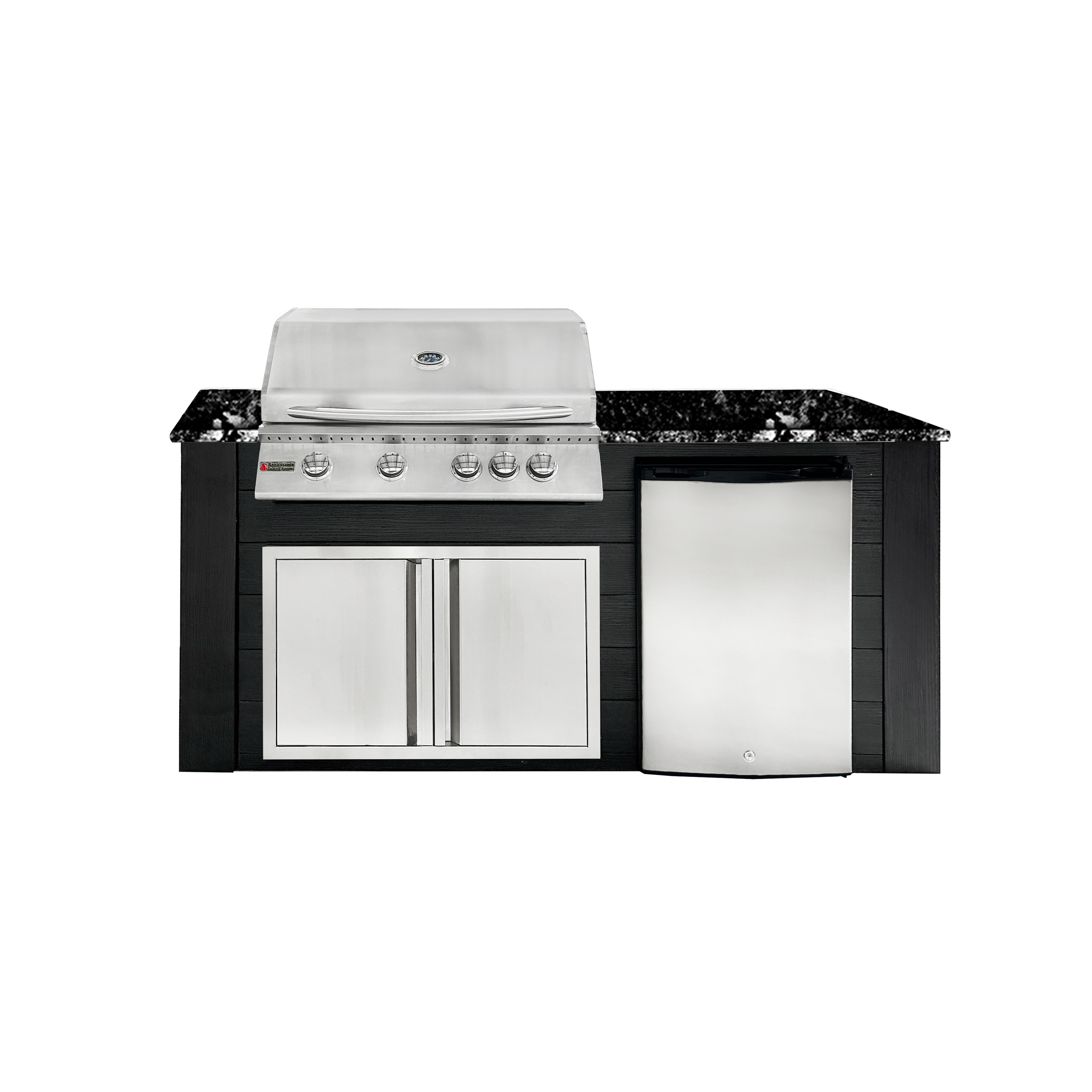 Image of 6ft Outdoor Kitchen - Black Cabinet w/ Black Granite Countertop