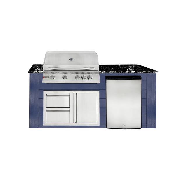 6ft Outdoor Kitchen - Blue Cabinet w/ Black Granite Countertop