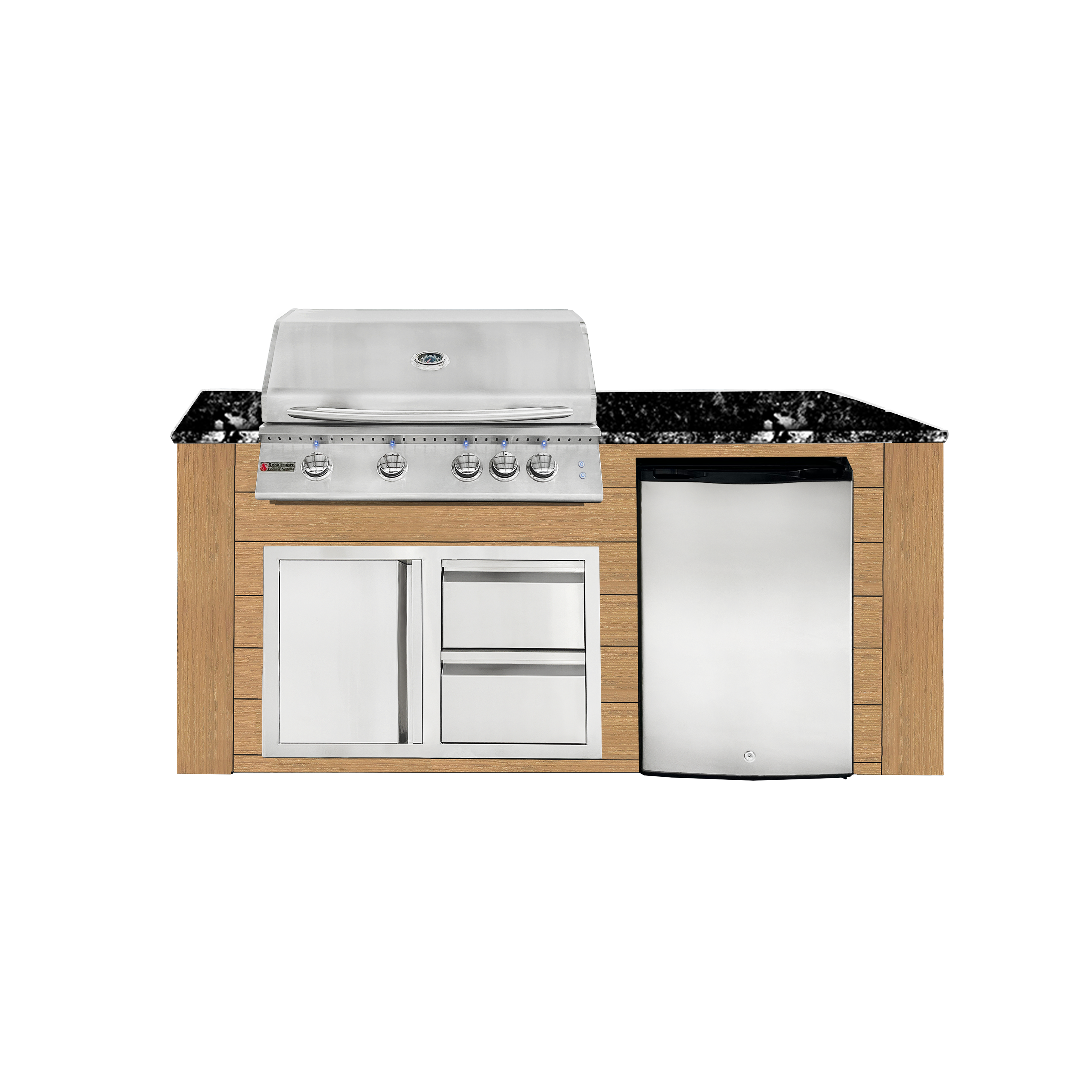 Image of 6ft Outdoor Kitchen - Cedar Cabinet w/ Black Granite Countertop