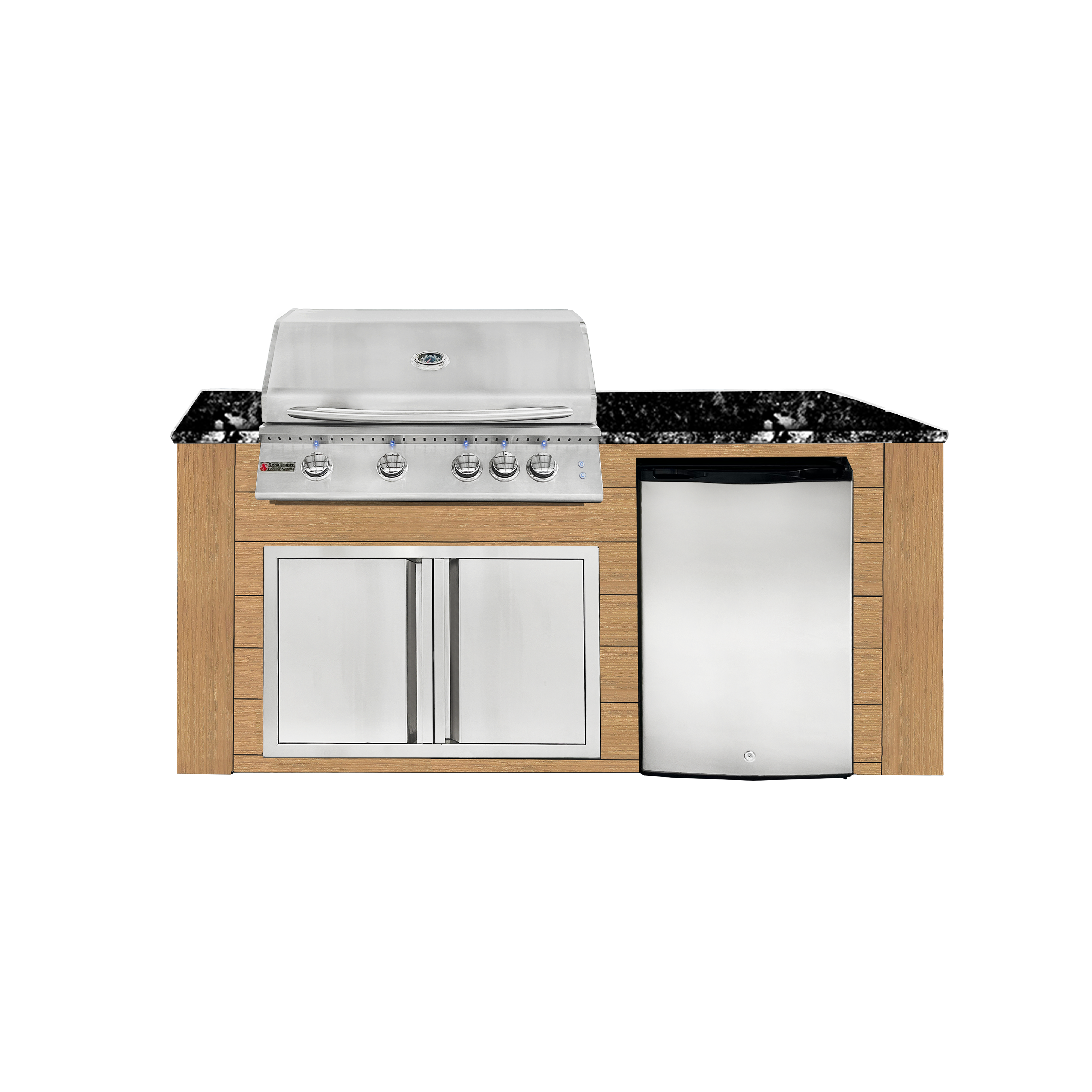 Image of 6ft Outdoor Kitchen - Cedar Cabinet w/ Black Granite Countertop