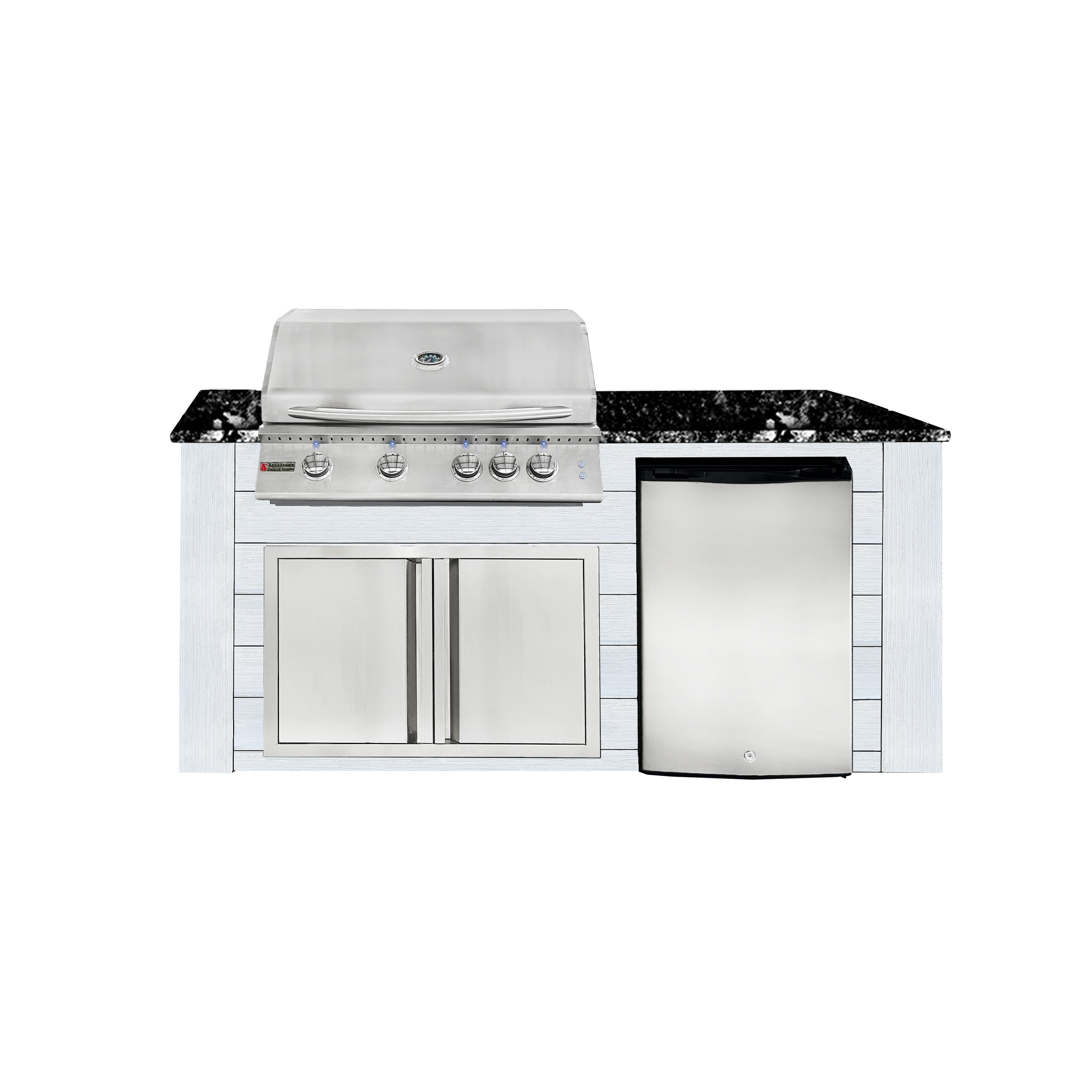 Image of 6ft Outdoor Kitchen - White Cabinet w/ Black Granite Countertop