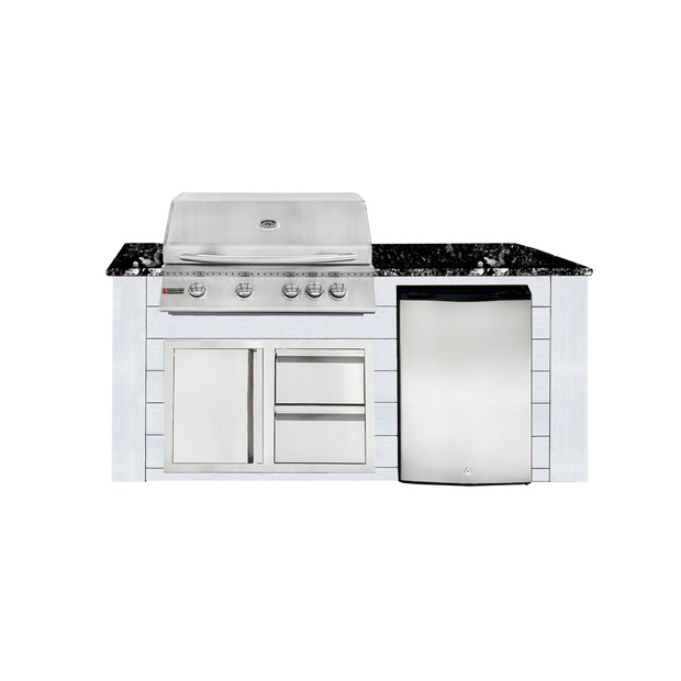 6ft Outdoor Kitchen - White Cabinet w/ Black Granite Countertop