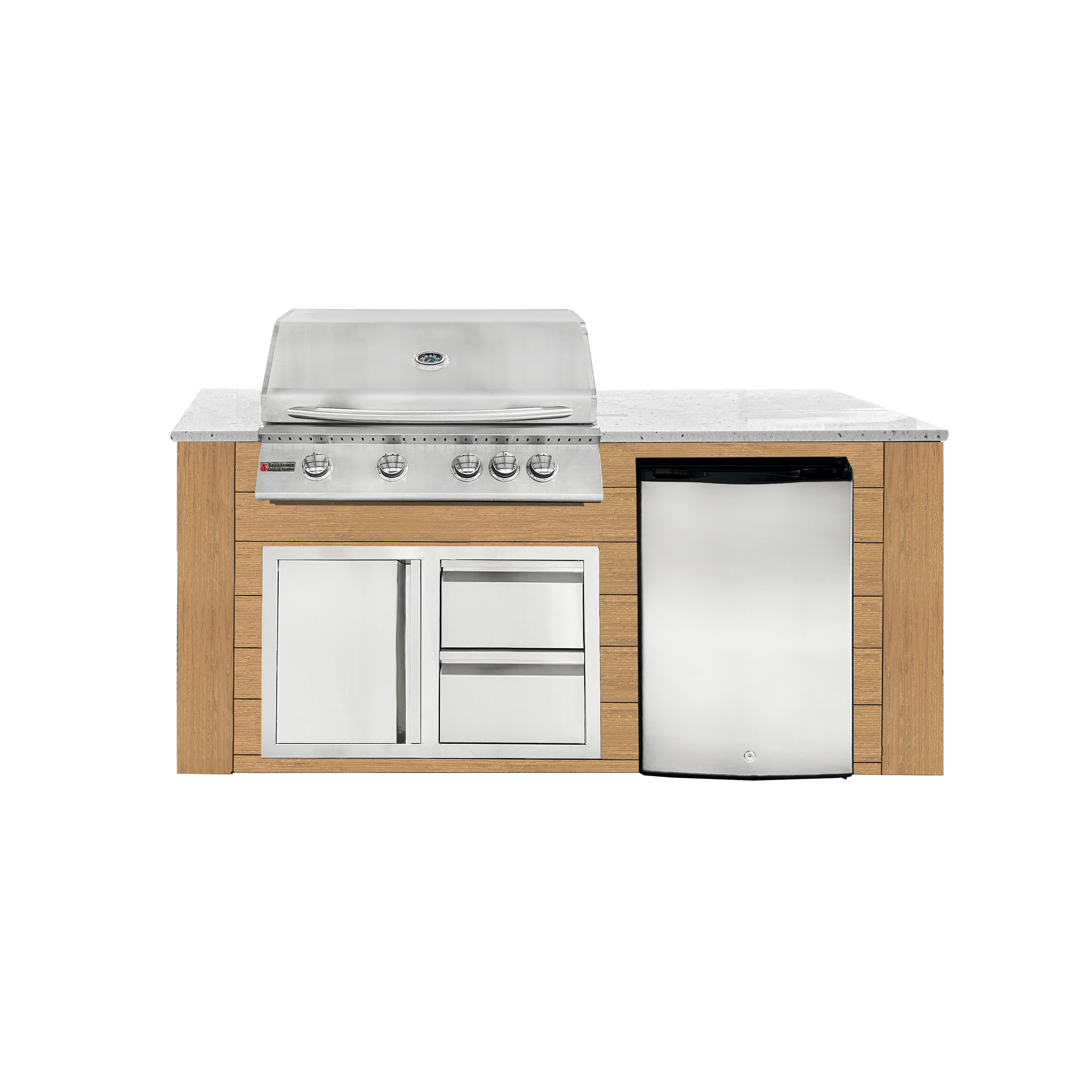 Image of 6ft Outdoor Kitchen - Cedar Cabinet w/ White Granite Countertop