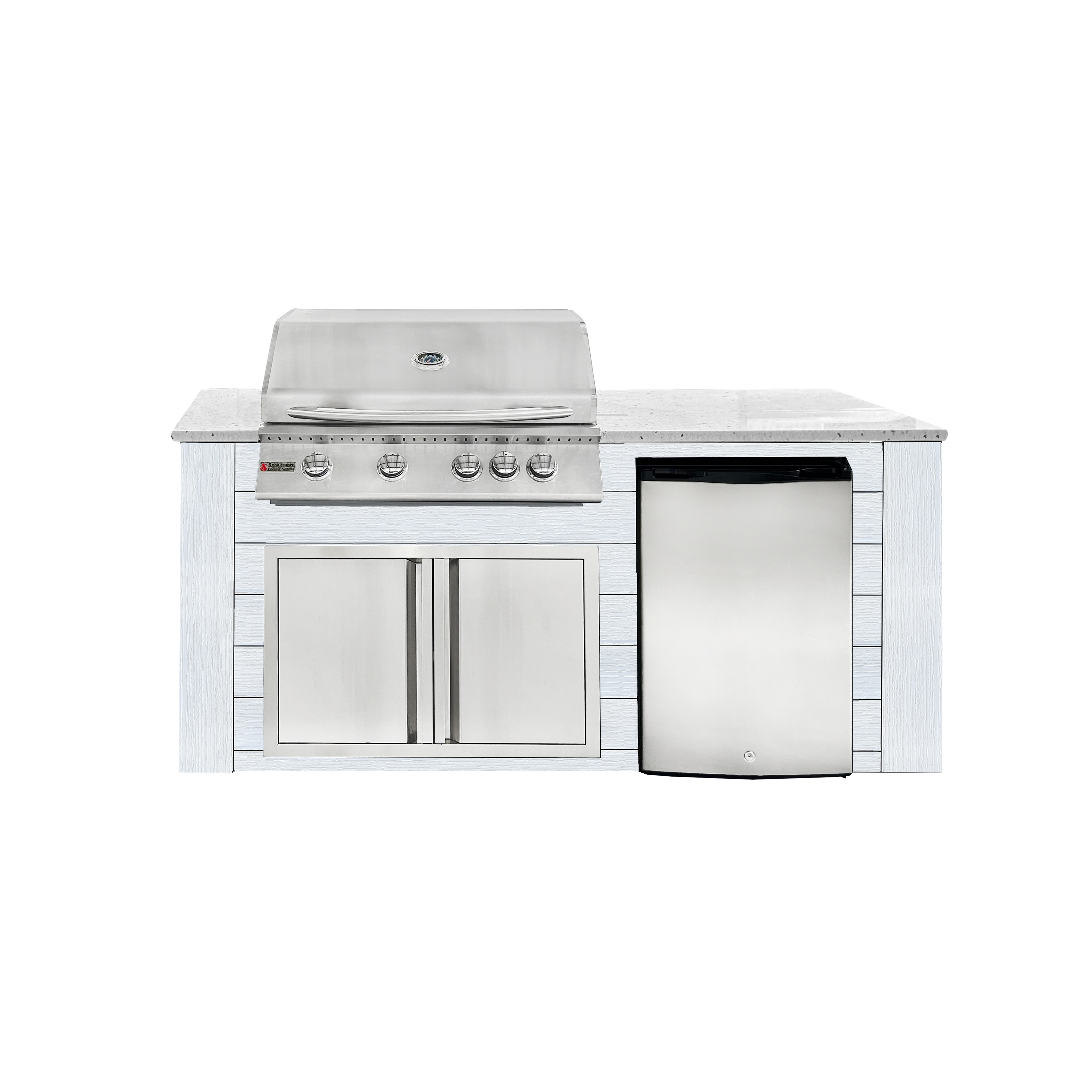 Image of 6ft Outdoor Kitchen - White Cabinet w/ White Granite Countertop