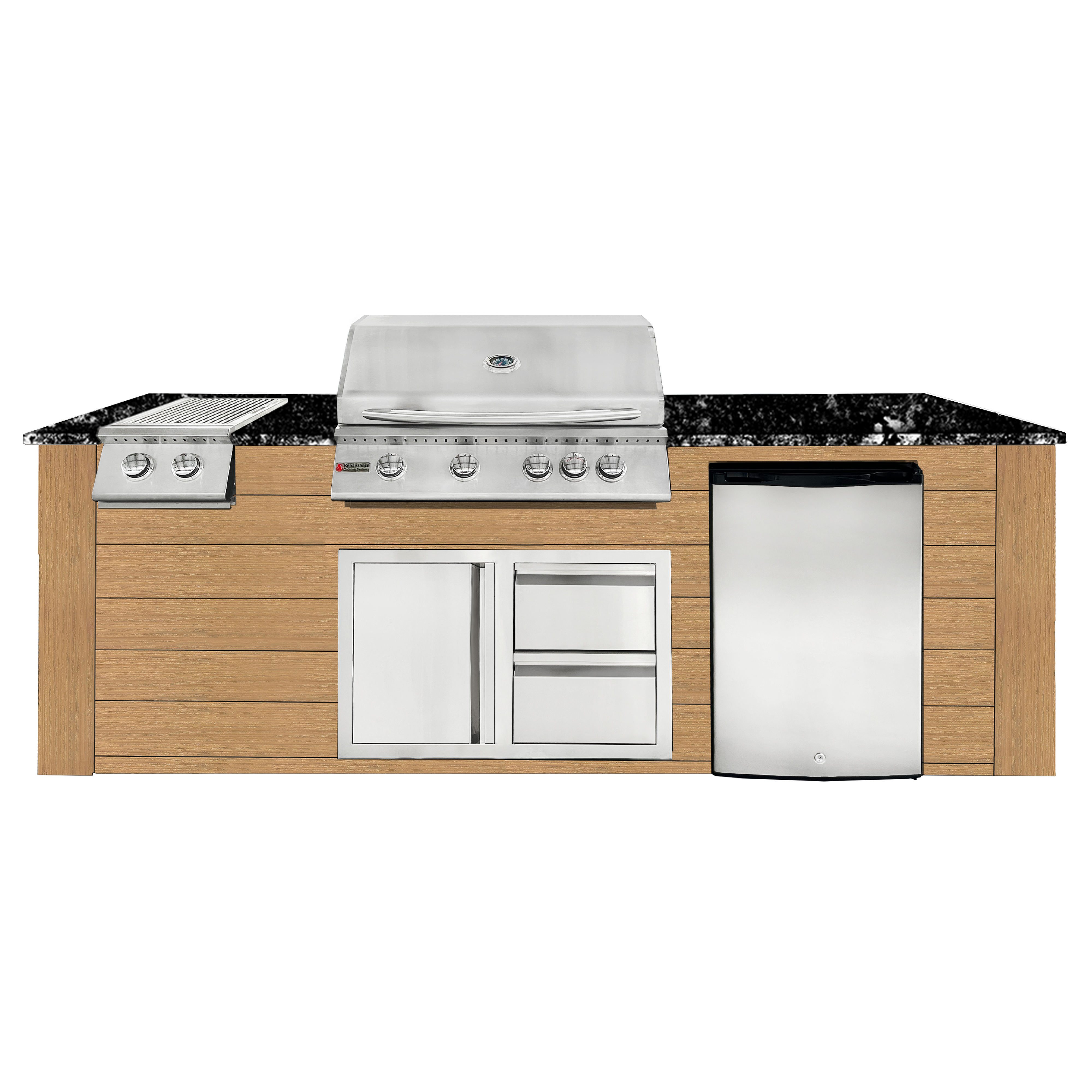 Image of 8ft Outdoor Kitchen - Cedar Cabinet w/ Black Granite Countertop