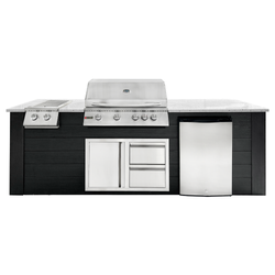 Image of 8ft Outdoor Kitchen - Black Cabinet w/ White Granite Countertop
