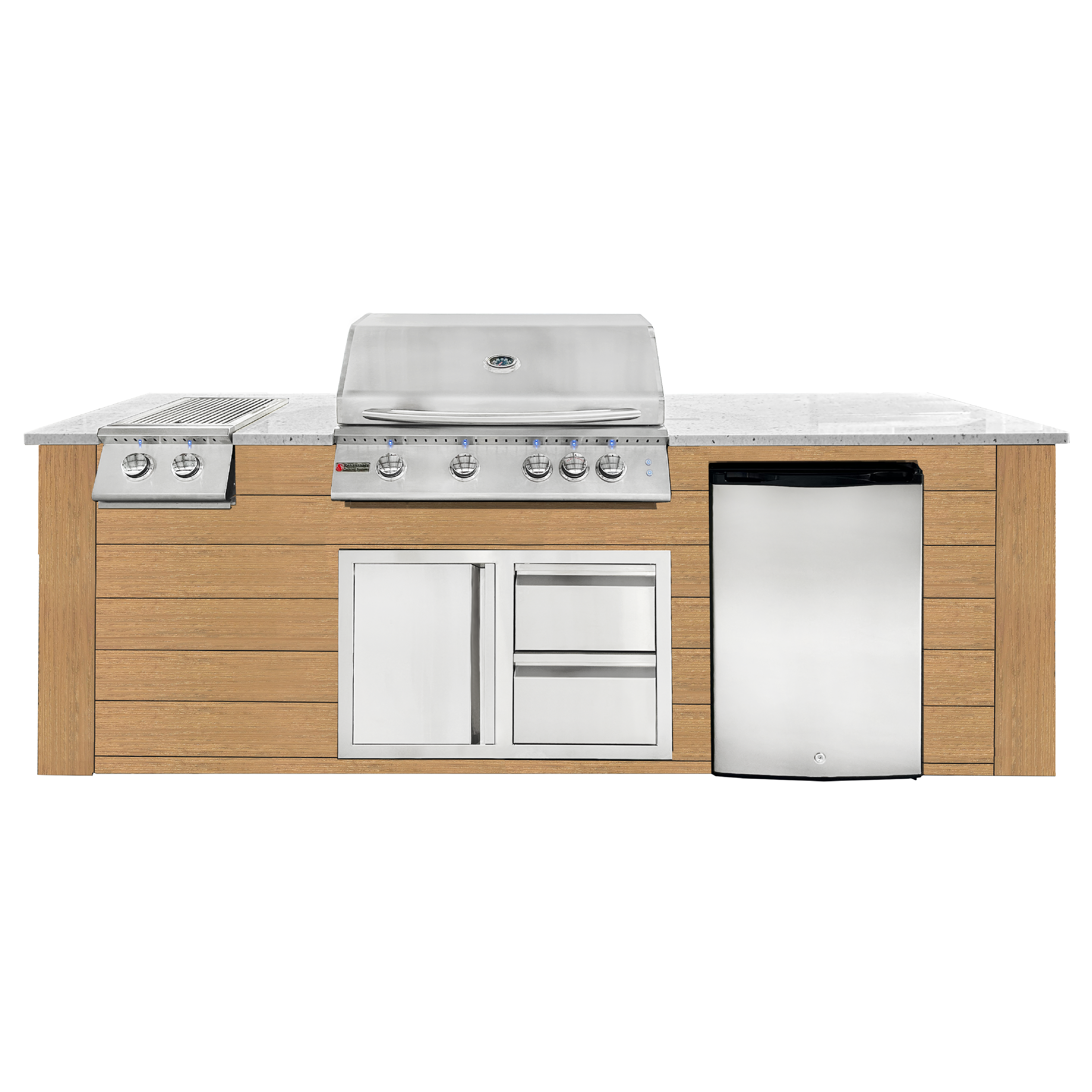Image of 8ft Outdoor Kitchen - Cedar Cabinet w/ White Granite Countertop